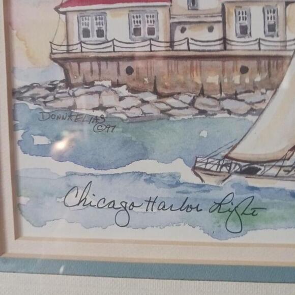 Donna Elias Chicago Harbor Lighthouse Watercolor Print - Picture 3 of 8